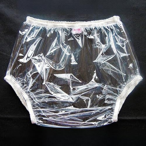 TOVCHEI Erwachsene Pull on Plastikhosen Kunststoffhose Wiederverwendbare Windel wasserdichte Inkontinenzhose Windelbezüge Anti-Seiten-Leckage Physiologisch,Clear,L