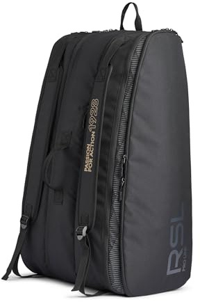 RSL Schlägertasche für 12 Schläger Racket Bag | Pro Line | für Badminton, Federball, Tennis, Squash | Schwarz