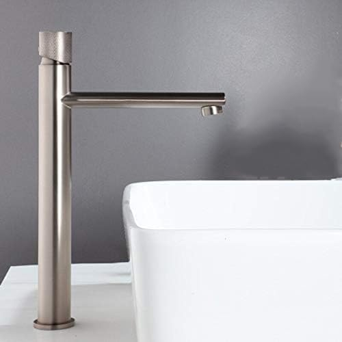 Badezimmer-Wasserhahn, gebürstetes Gold, Messing, Badezimmer-Waschtischarmatur, Kalt- und Warmwassermischer, Waschbeckenarmatur, Deckmontage, Schwarz (Color : Nickel T)