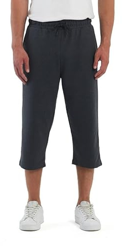 COMEOR Joggingshorts för män, capribyxor, 3/4 herrshorts, joggingshorts, bomull, Mörkgrå, M