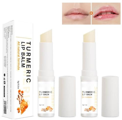 Turmeric Lip Balm for Dark Lips, Soothing Lip Moisturizer for Dry Chapped Cracked Lips Care, Natural Exfoliator Lipstick for Smokers Lips for Men and Women 5g (2 pcs)