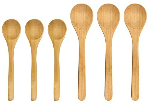 Lot De 6 Cuillères Rondes En Bois, Cuillères À Miel En Bois, Cuillères À Café, Cuillères À Café, Petites Cuillères À Soupe, Cuillères À Mélanger, Cuillères En Bois Pour Travaux Manuels.