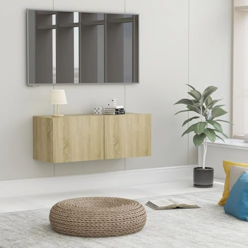 ShGaxin TV-skåp, TV-bord, TV-skåp, TV-bord, vardagsrumsmöbler, vardagsrum TV-möbler, Sonoma ekfärgad spånskiva 80 x 30 x 30 cm