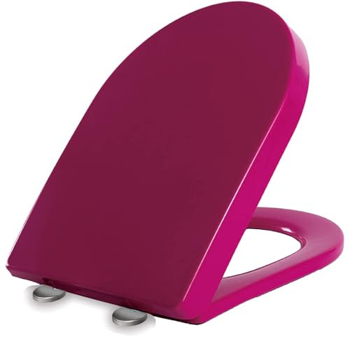 Lila,PP,Farbiger WC Sitz mit Absenkautomatik, U Form Toilettendeckel mit 360° Verstellbaren Scharnieren, Top-Installation, WC Deckel mit Quick-Release-Funktion, Leicht zu Reinigen, 36x46cm