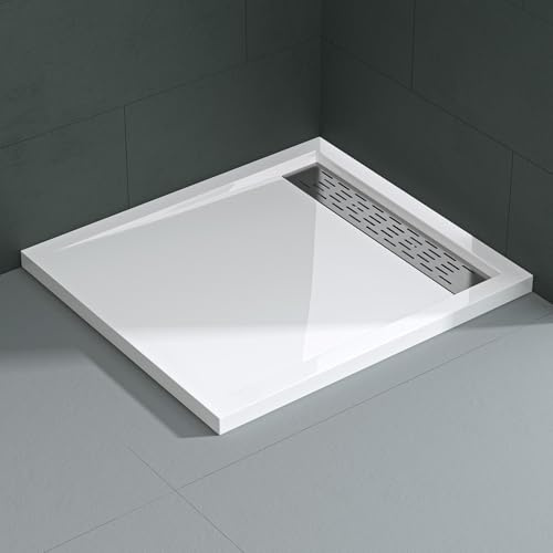 Mai & Maj duschkar 80 x 100 x 5 cm duschkar vit akrylbadkar platt rektangulär Xetro04