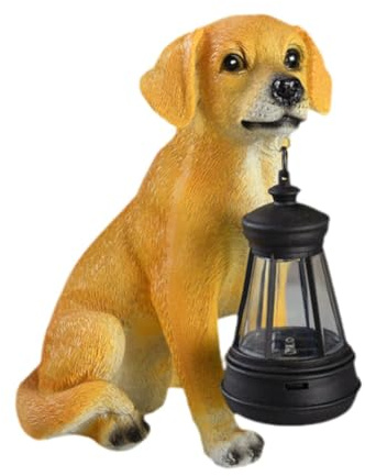 Qianly Statue da Giardino Esterno per Cani Luce Solare con Luci Solari Moderne Artigianato di Regalo per Animali da Regalo per Cortile Fuori da Giardino