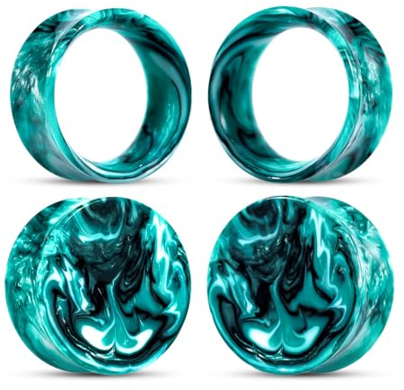 COOEAR Ear Plugs Tunnel Piercing Gauges for Ears, Double Flared Expander Stretchers, 2 Pairs of Colourful Acrylic Earrings