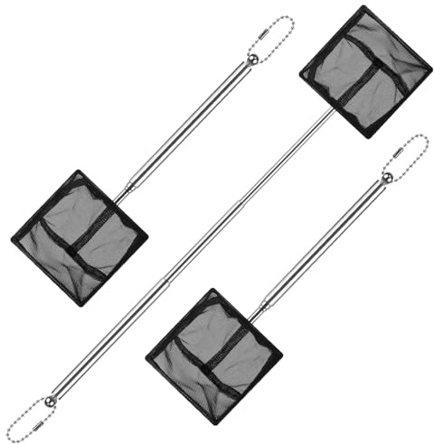 3 Pezzi Shrimp Net,Retino per acquario con manico telescopico,Fish Tank Net Con Manico Estensibile In Acciaio Inossidabile Rete Morbida aMaglia Fine Per Gamberetti Rete Per Acquario ePiccoli Laghetti