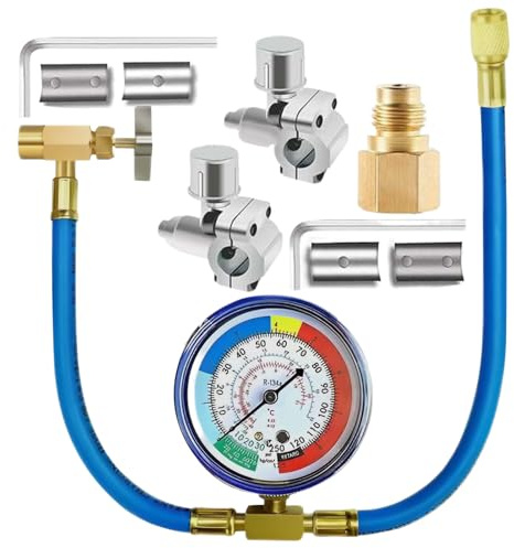 Kit De Recharge Pour Climatisation | Kit De Recharge De Réfrigérant Pour Voiture - Ensemble Tuyau Avec Valve Perçage Et Embout Pour Gaz Réfrigérant Maintenance Entretien Saisonnier Atelier