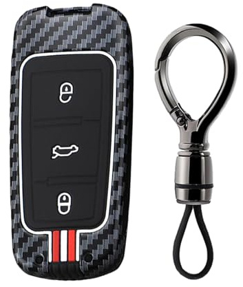 ontto Cover Luminosa in Silicone per Chiave Auto Adatta per VW Passat B6 CC 3C B7 (Solo Keyless Go) Custodia per Chiavi Strutturata 3 Tasti Copertura Chiave Telecomando