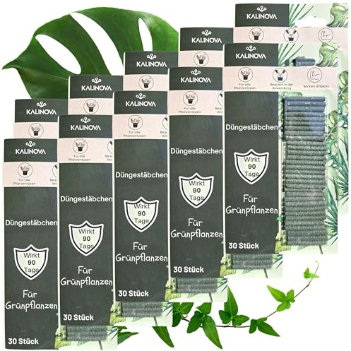Düngestäbchen für Grünpflanzen – 300 Stück – Langzeitdünger für Monstera, Ficus, Palmen & mehr – 90 Tage Wirkung – Für kräftige, sattgrüne Blätter KALINOVA