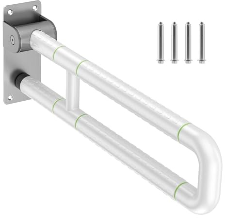 Barre de support de toilette blanche 60 cm barre de support de salle de bains en acier inoxydable salle de bains pliable poignée de support de sécurité 300~350 kg
