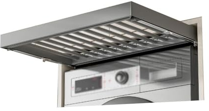 Utdragbar byxställning med låda, osynlig torkställning, inbyggd garderob, utdragbar korg för tvättmaskin, platsbesparande organisatör under skåpet (564-614 mm)