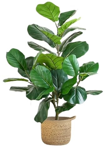 Konstgjort fikonträd med fikonblad, hög simuleringsväxt, realistiska blad, med blomkruka, perfekt för hemmet, dekoration och som inflyttningspresent (Style B)