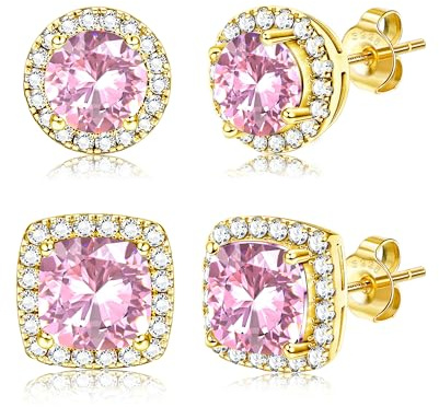 Dochais Cubic Zirconia Studs Earrings for Women Men Hypoallergenic