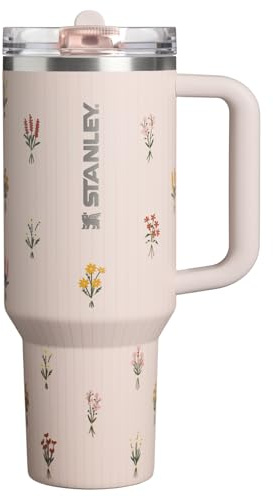 STANLEY Quencher ProTour Flip Straw Tumbler | Leakproof Lid, Straw & Handle | Insulated Stainless Steel | Fits Cup Holders | Perfect Mother’s Day Gift | BPA-Free | 40 oz | Rose Quartz Bouquets