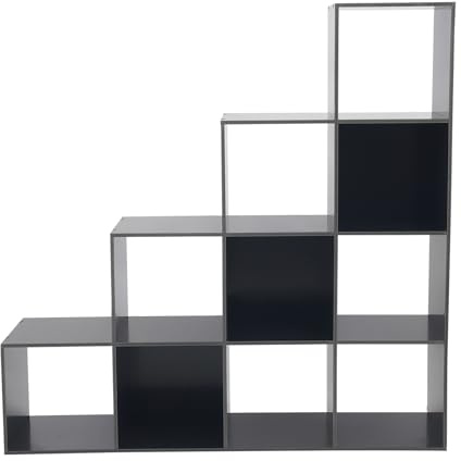 banborba Treppenregal, Bücherregal mit 10 Fächern, Regal offen, Stufenregal, Raumteiler Regal, Standregal, Würfelregal, Leiterregal, für Wohnzimmer, Schlafzimmer, Büro, 117 x 28 x 117 cm