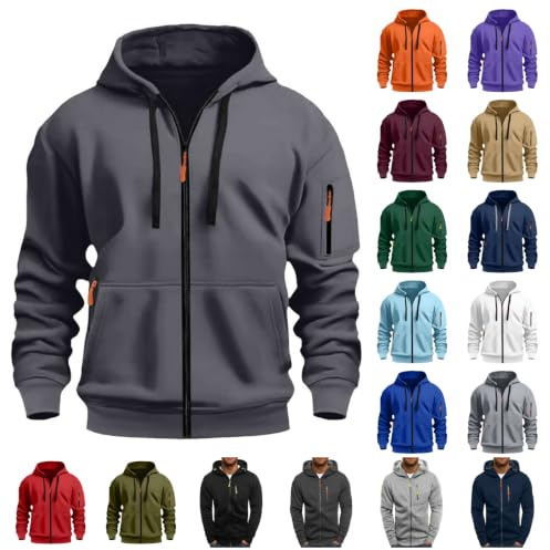 Générique Sweat A Capuche Homme Pull Homme - Sweat À Capuche avec Poche, Coupe Régulière, Zip Intégral, Poignets Côtelés, Confort, pour Automne et Hiver - Hoodie Sweatshirt