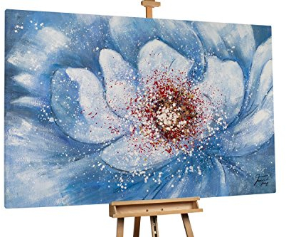 KunstLoft® XXL Gemälde 'Evanescent Flower' 180x120cm | original handgemalte Bilder | Modern Blume Gold Weiß | Leinwand-Bild Ölgemälde einteilig groß | Modernes Kunst Ölbild