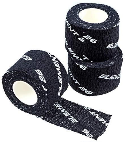 Element 26 atletisk tyngdlyftningstejp – rivbar lyfttejp – elastisk krok grepptejp – klibbig tejp med teknik utan rester – lätt tejp (svart, 3 rullar – 3,8 cm bredd)