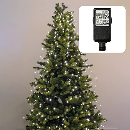 hellum LED Christbaumbeleuchtung mit Ring, LED Weihnachtsbaumbeleuchtung Außen,Tauperlen Lichterkette Außen Weihnachten, 12 Stränge als 1,1x2m Lichtvorhang oder 2m Weihnachtsbaumdeko <59lm 577815