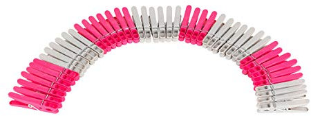 Kleeneze COMBO-5289 Steady Grip Clothes Pegs - Pack of 100, 2 x 50 Packets, Non-Slip, Use on Indoor/Outdoor Washing Lines, Strong & Durable Plastic, Rust/Moisture Resistant Grey/Pink