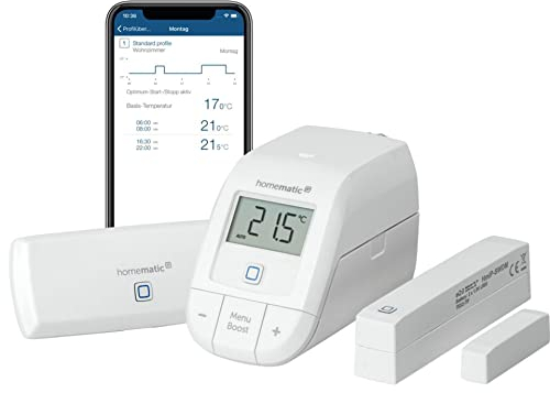 Homematic IP Smart Home Starter Set Raumklima – WLAN, intelligente Heizungssteuerung per App und Amazon Alexa, Thermostat und Fenstersensor, 155694A0