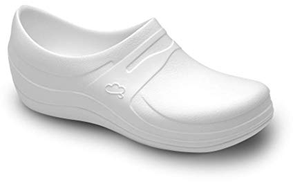 FELIZ CAMINAR - Zapatos Sanitarios Nebula/con Correa Antideslizantes y Cómodos/Anatómicos/Cocina, Sanidad, Hostelería (Blanco 38)