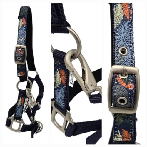 Tysons Breeches Wings Halfter Federn Feder Nylonhalfter Minishetty Mini Shetty Blau Braun EDEL Beschläge unterlegt (Minishetty, Blau)