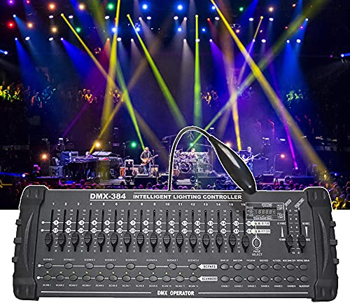 SATSAT DMX 512 Controller, DMX 384B Konsole, 384 Kanäle, 240 Szenen, eingebautes Mikrofon, DJ-Beleuchtungskonsole zum Editieren des Bühnenbeleuchtungsprogramms, für Schulkonzerte Party Disco KTV Club