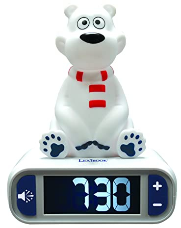 LEXIBOOK Polar Bear Digital Alarm Kids with Night Light Snooze, Childrens Clock, Luminous, White, One Size