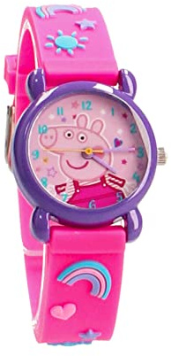 Vadobag PRET Analoge Armbanduhr Peppa Wutz Rosa Lila für Kinder Schule Kindergarten Kindergarten Urlaub Mädchen Riemen, Riemen