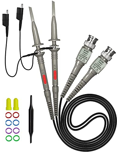 Greluma 2 Stk Universal-Oszilloskop-Klemmsonden 100 MHz mit Zubehör-Kit 1X 10X