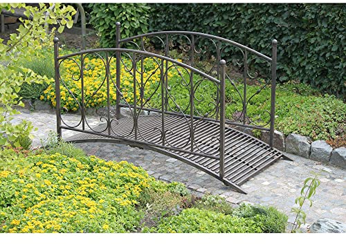 Lomadox Gartenbrücke mit Geländer Brücke Dekobrücke in Schwarzbraun