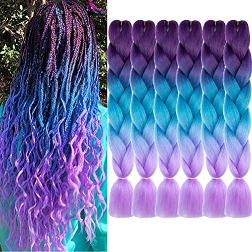 Kanekalon - Extensiones de cabello trenzado, paquete de 6 extensiones de cabello trenzado, color degradado, jumbo de 24 pulgadas, cabello sintético para trenzar (C26)