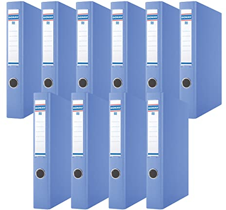 DONAU 3932001PL-10 Ringbuch/Blau | 2-D-Ring-Mechanik 30mm DIN A4 Ringordner Pappe/Kunststoff | Aus 1,9 mm dickem Karton mit öko PP 100µ | 10er Packung