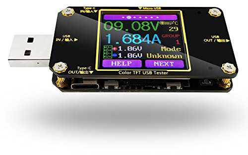 USB Power Meter Tester, A3 USB Tester, Type-C Current and Voltage Monitor, USB Safety Tester, PD Battery Capacity Meter, Digital Color LCD Display Multimeter