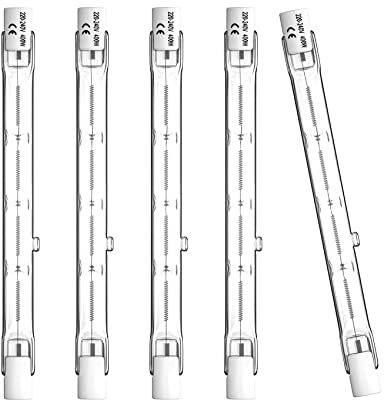 Lamkrtlp R7S Halogen Leuchtmittel 118mm 400W 230V, 5er Pack Halogenstab R7S 118mm, r7s Dimmbar Halogenstablampe für baustrahler, Arbeit Landschaftsbeleuchtung,Wohnzimmerleuchten