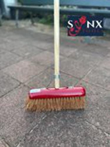 Synx Tools - Hallenfeger - Kokos-Besen - Raumfeger - Rote Kappe - 30CM Kokos Haare - Besen innen - Veger
