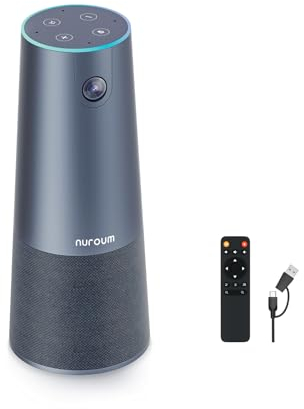 NUROUM C40 Webcam per videoconferenza 2K con microfono e altoparlante, grandangolo 120°, inquadratura automatica AI, zoom 5X, webcam FHD 4 microfoni con cancellazione del rumore, pickup vocale da 4,9