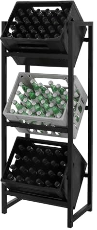 ML-Design Ställ för 3 dryckesbackar, 47x31x116,5 cm metall, fristående, stående ställ för dryckesbackar, dryckesställ backställ ölbackställ dryckesbackställ backställ