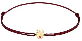 Elli Armband Damen Rentier Anhänger Weihnachten mit Nylon Rot in 925 Sterling Silber vergoldet