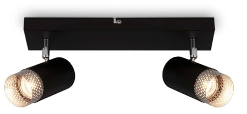 BRILONER - Lámpara de techo, Lámpara de techo, Lámpara, Rejilla para lámpara, Giratoria, Lámpara de salón, Lámpara de dormitorio, Lámpara de cocina, Negro-Cromo-Mate