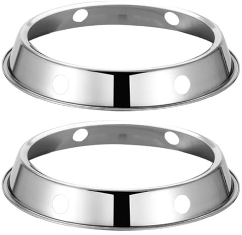 BESTonZON Stainless Steel Wok Ring for Gas Stove 2Pcs Heat-Resistant Pot Rack Stand for Round Bottom Fry Pans Kitchen Gas Hob Accessory with Durable Metal Construction