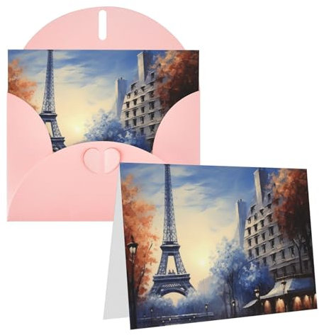 Romantische Paris Eiffelturm-Geburtstagskarten mit Umschlägen, Notizkarten für alle Anlässe, inklusive Grußkarte, Blankokarten, Trauerkarten, Thinking Of You Karten