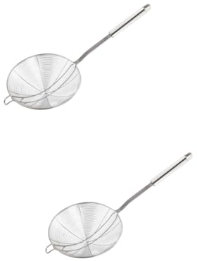 IMIKEYA 2stücke Edelstahl Skimmer-löffel Mit Ergonomischem Griff Drahtsieb Für Heißes Öl Und Kochendes Wasser Zum Abtropfen Von Pasta Gemüse Und Beim Fondue Spülmaschinengeeignet
