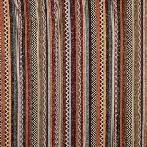Kt KILOtela - Polsterstoff, Jacquard Gobelin, Stuhlbezug, Kissen, Kopfteil, Sofa, Taschen, verschleißfest, Nähen, 100 cm Länge x 280 cm Breite, Streifen, mehrfarbig - 1 Meter