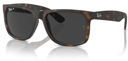 Ray-Ban RB4165 Justin Rectangular Polarized Sunglasses for Men Women, Grey