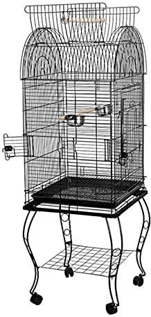 WHBFT Massiver Vogelkäfig 59 59–150 cm, Vogelkäfig, Garten, Außen- und Innenbereich, Papageienkäfig, Nest, Vogelkäfig aus Schmiedeeisen mit 4 Rollen für Turteltauben, Finken, Papageien, Vogelkäfig