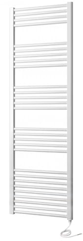 Greened House White Electric Heated Towel Rail Straight 500mm W x 1600mm H